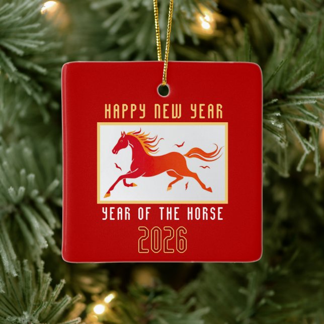 Ornement En Céramique Modern Chinese Horse New Year 2026  (Arbre)