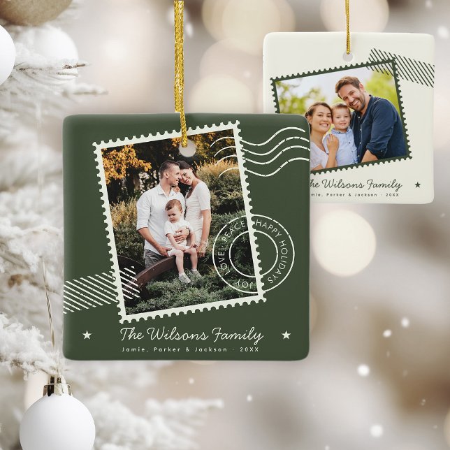 Ornement En Céramique Moderne Chaleureuse Famille Photo Jolie Timbre Vac (Créateur téléchargé)