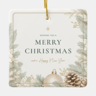 Ornement En Céramique Moderne Élégant Noël Neutre 