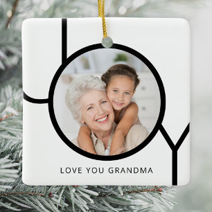 Ornement En Céramique Mon amour, grand-mère, photo Noël