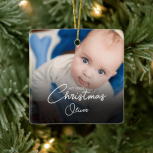 Ornement En Céramique Mon premier bébé Noël garçon Statistiques Script p