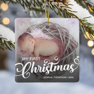 Ornement En Céramique Mon premier bébé photo de Noël