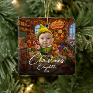 Ornement En Céramique Mon premier Noël Le petit aide du Père Noël Photo