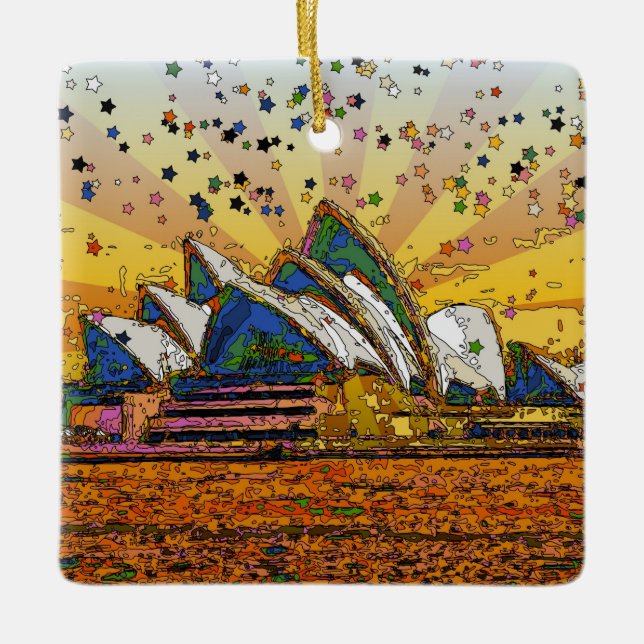 Ornement En Céramique Monde psychédélique : Sydney Skyline A1 (Devant)