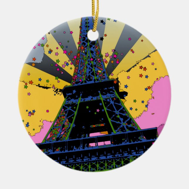 Ornement En Céramique Monde psychédélique : Tour Eiffel, Paris France A1 (Devant)
