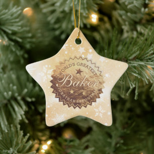 Ornement En Céramique Mondes plus grand Baker faux emblème d'or Noël