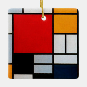 Ornement En Céramique Mondrian - Composition avec grand plan rouge