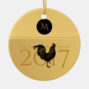 Ornement En Céramique Monogramme 2017 vintage élégant d'année de coq O