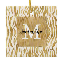 Monogramme d'impression Cream Gold Zebra   