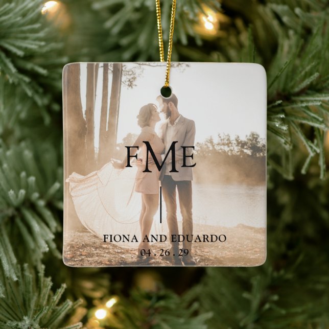 Ornement En Céramique Monogramme Gras minimal photo moderne (Arbre)