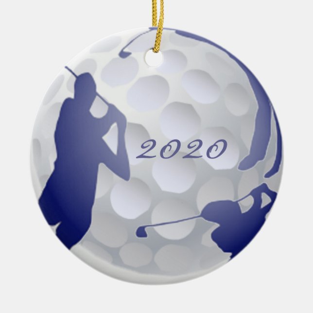 Ornement En Céramique Monogramme personnalisé Golf Dé Sport Hobby (Devant)