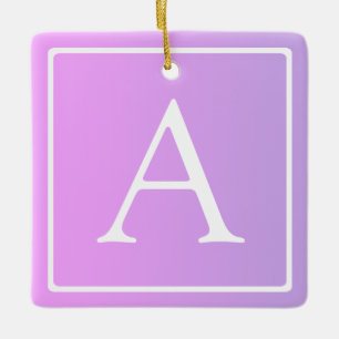 Ornement En Céramique Monogramme simple   Ombre subtil rose/violet