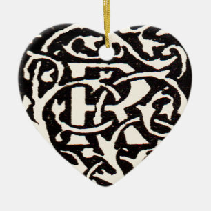 Ornement En Céramique Monogramme vintage R Art Nouveau