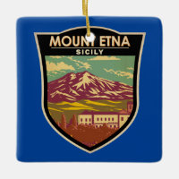 Mont Etna Sicile Voyage Art Vintage