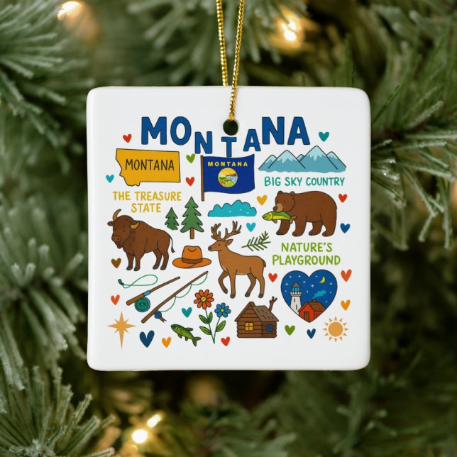 Ornement En Céramique Montana Custom Family Trip Christmas (Arbre)