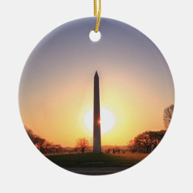 Ornement En Céramique Monument de Washington au coucher du soleil (Devant)