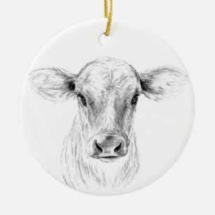 Ornement En Céramique MOO une jeune vache du Jersey
