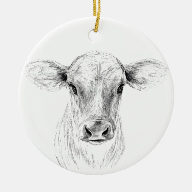 Ornement En Céramique MOO une jeune vache du Jersey (Devant)