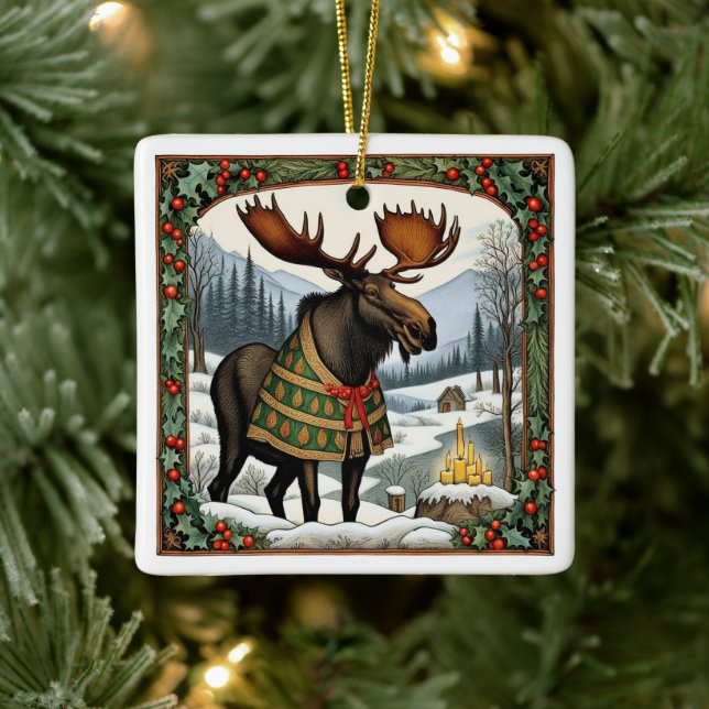 Ornement En Céramique Moose de vacances d'hiver (Arbre)