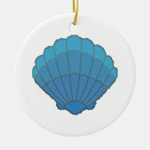 Ornement En Céramique Mosaïque Blue Seashell