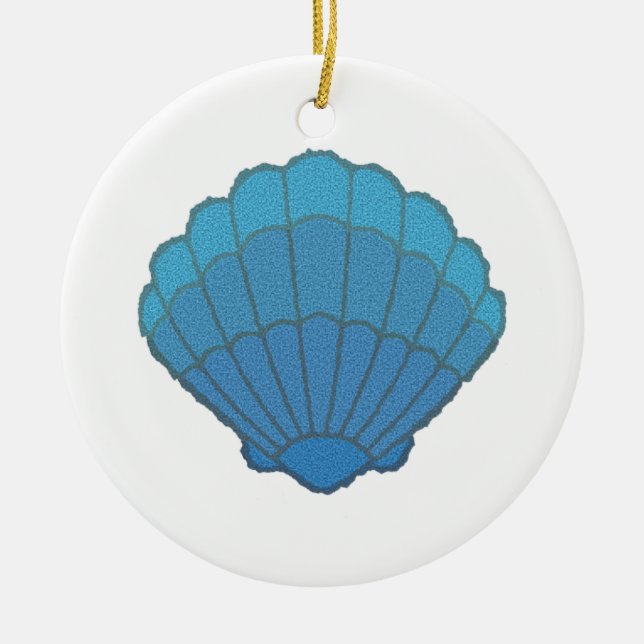 Ornement En Céramique Mosaïque Blue Seashell (Devant)