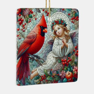 Ornement En Céramique Mosiac Sytle Noël Angel et Cardinal