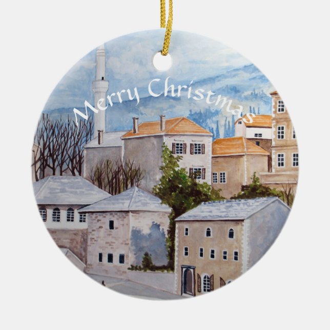 Ornement En Céramique Mostar Bosnie paysage peinture (Devant)