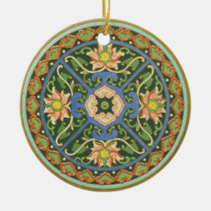 Ornement En Céramique Motif antique cloisonné chinois : Vert Jade