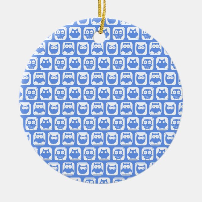 Ornement En Céramique Motif de la Chouette bleue (Devant)