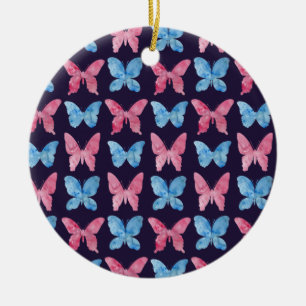 Ornement En Céramique Motif de peinture Aquarelle bleu rose