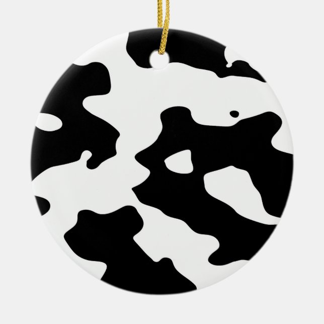 Ornement En Céramique Motif de vache noir et blanc (Devant)