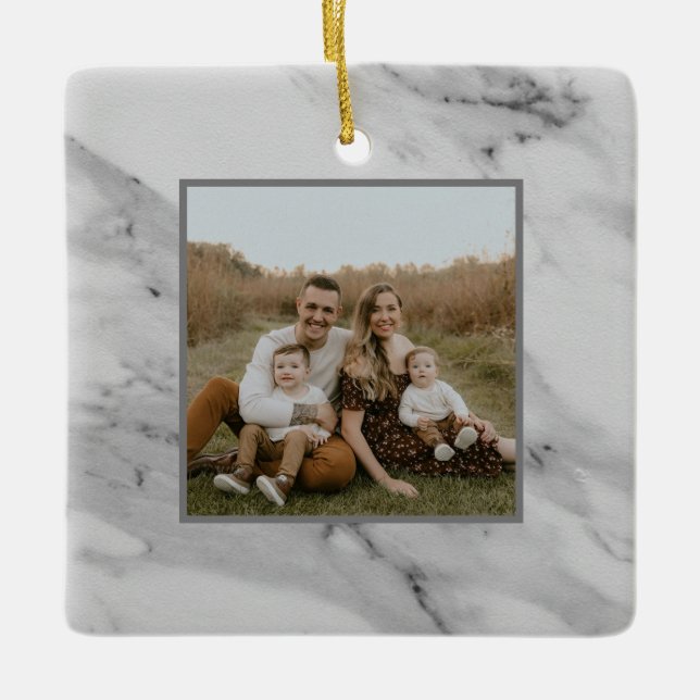 Ornement En Céramique Motif moderne en marbre noir blanc gris (Devant)