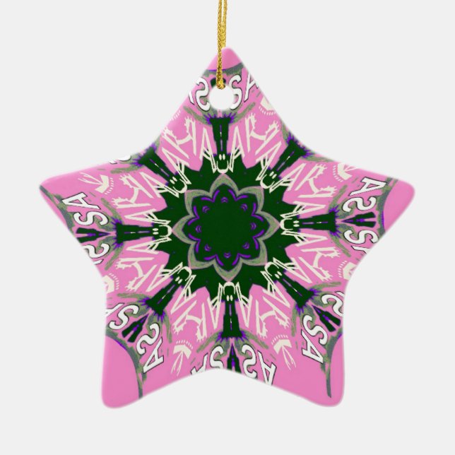Ornement En Céramique Motif Motif Monogramme noir et rose joli (Devant)