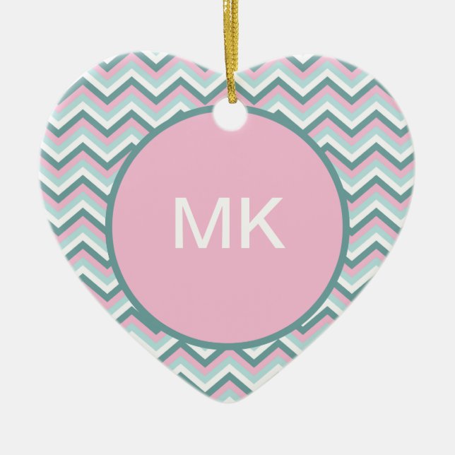 Ornement En Céramique Motif Ocean Mist Chevron (Devant)