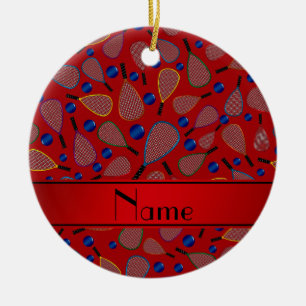 Ornement En Céramique Motif rouge nommé personnalisé de racquetball