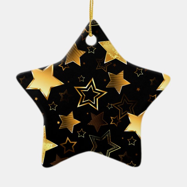 Ornement En Céramique Motif sans couture avec étoiles d'or (Devant)