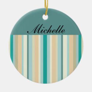 Ornement En Céramique Motif Seashore Stripes