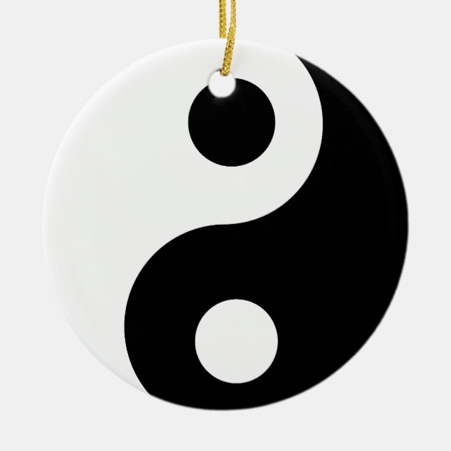 Ornement En Céramique Motif traditionnel Yin Yang noir et blanc (Devant)