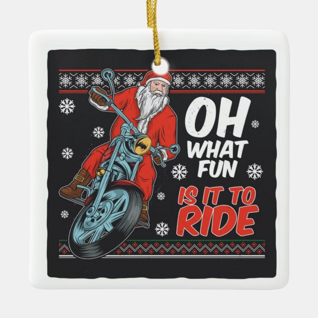 Ornement En Céramique Moto Père Noël avec devis (Devant)