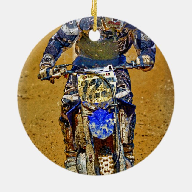 Ornement En Céramique Moto-X Champ Designer #Cadeau (Dos)