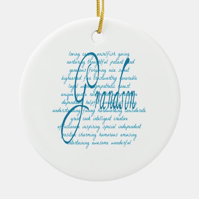 Ornement En Céramique Mots de Grand-fils en bleu (Devant)