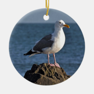 Ornement En Céramique Mouette et océan blancs