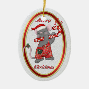 Ornement En Céramique Mouse Tunes Père Noël