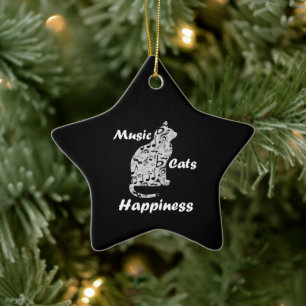 Ornement En Céramique Music Cats Happiness - Citation de l'amant musicie