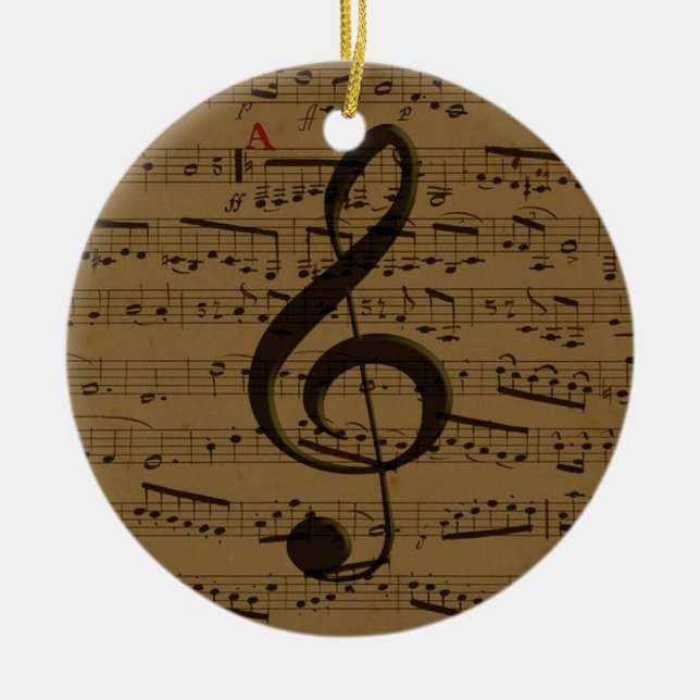 Ornement En Céramique Musical Treble Clef Sheet Musique Classique (Devant)