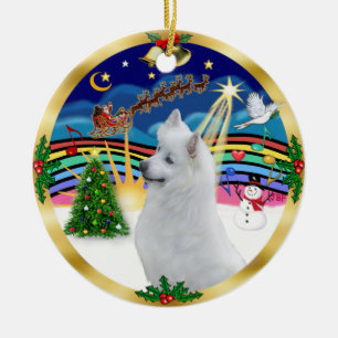Ornement En Céramique Musique de Noël 3 - American Eskimo Chien #3
