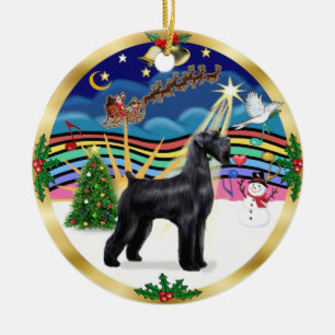 Ornement En Céramique Musique de Noël 3 - Schnauzer géant noir