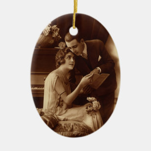 Ornement En Céramique Musique Romantique Vintage, Amoureux d'Amour et de