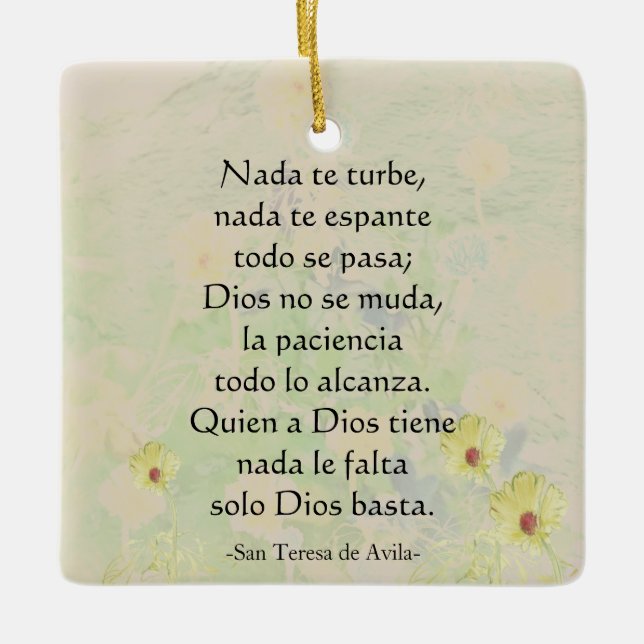 Ornement En Céramique "Nada te turbe" St Teresa d'Avila (Devant)