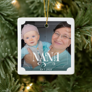 Ornement En Céramique Nana Grandpa Année de création 2 Photo Noël